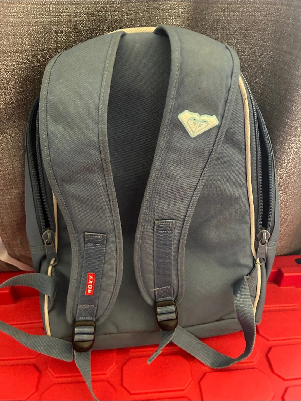 Roxy Two-Tone Red and Gray Men's Backpack with Front Logo